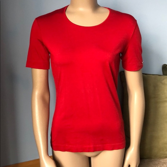 Escada Tops - Escada Silk Blend Red Crewneck Top